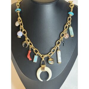 Stella & Dot Multi Charm Necklace Bohemian